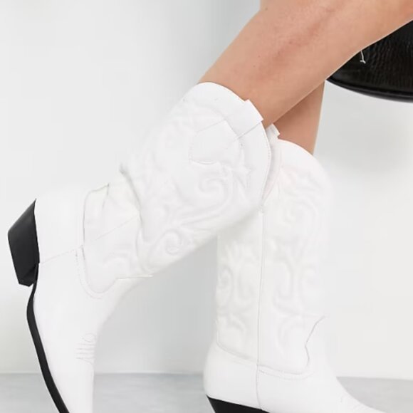 White Cowboy Boots – Wide Fit, Size 8 - never worn - Picture 2 of 8